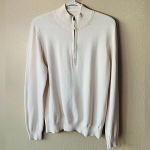 Foxcroft Supima Cotton Cream 1/2 Zip Mock Neck Minimalist Sweater Size XL